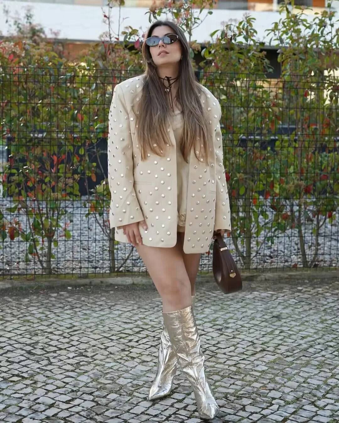 European And American Style 2025 Early Autumn New Rivet Decoration Temperament Trendy All-Match Casual Suit Jacket