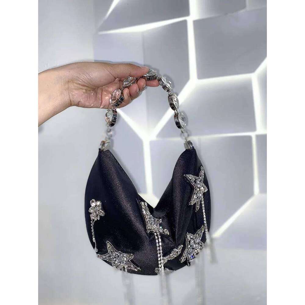 Elegant Star Fringe Rhinestone Shoulder Bag Stylish Quilted Crossbody Clutch Vintage Evening Party Wedding Dinner Bags