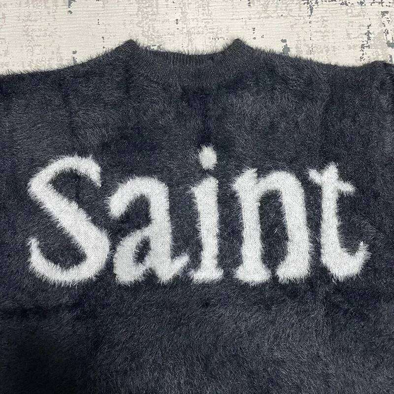 24Fw Top Quality Casual Fashion Knitted Sweatshirts Men Women Classic Letter Jacquard Saint Sweater Loose Pullovers