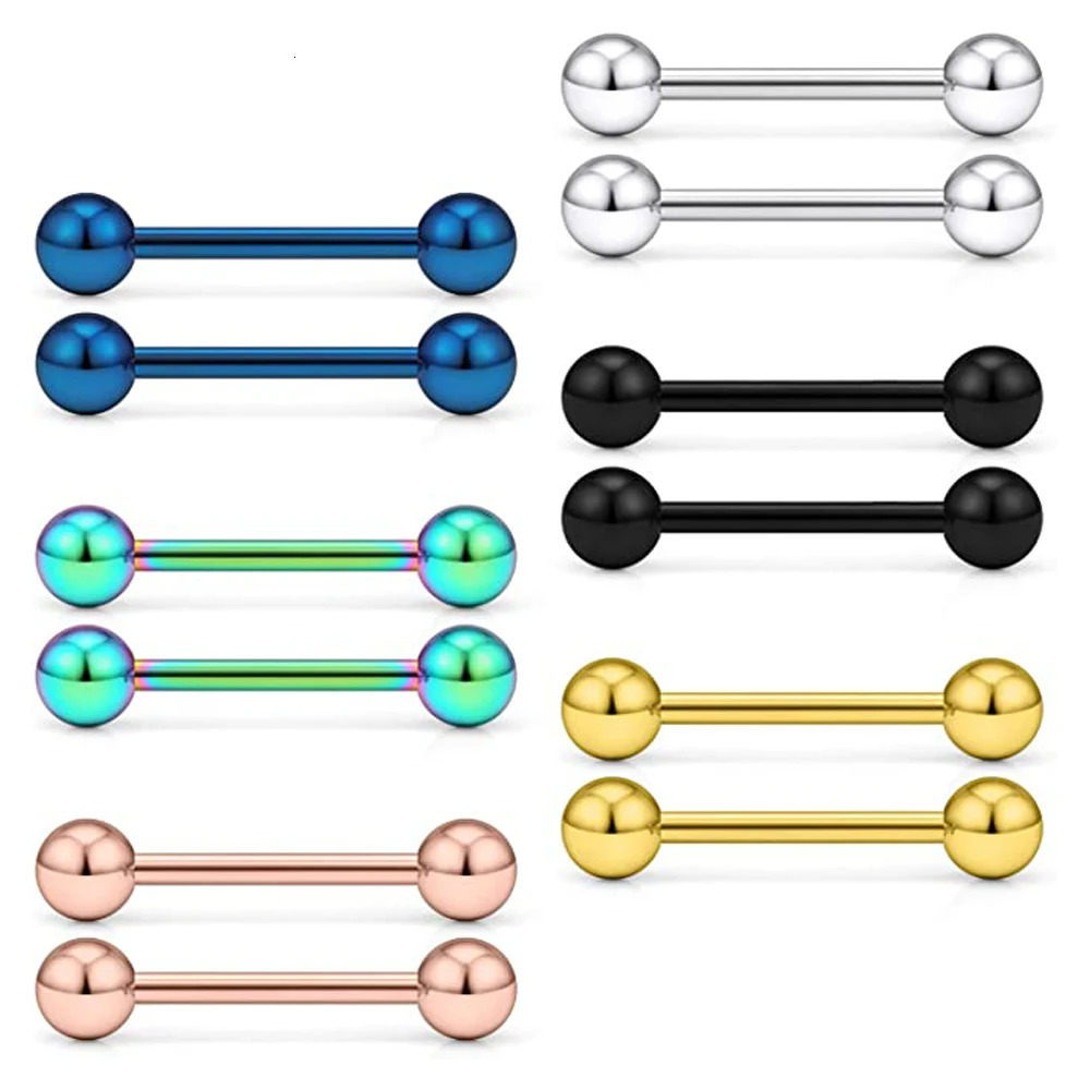 WKOUD 14G 16G Stainless Steel Externally Threaded PA Tongue Nipple Shield Barbell Ring Bar Body Piercing Jewelry Retainer 16mm 250606