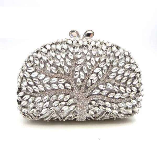Women Tree Crystal Bag Stones Evening Bridal Rhinestone Purses and Handbags Wedding Party Clutches Bags Lady Clutch