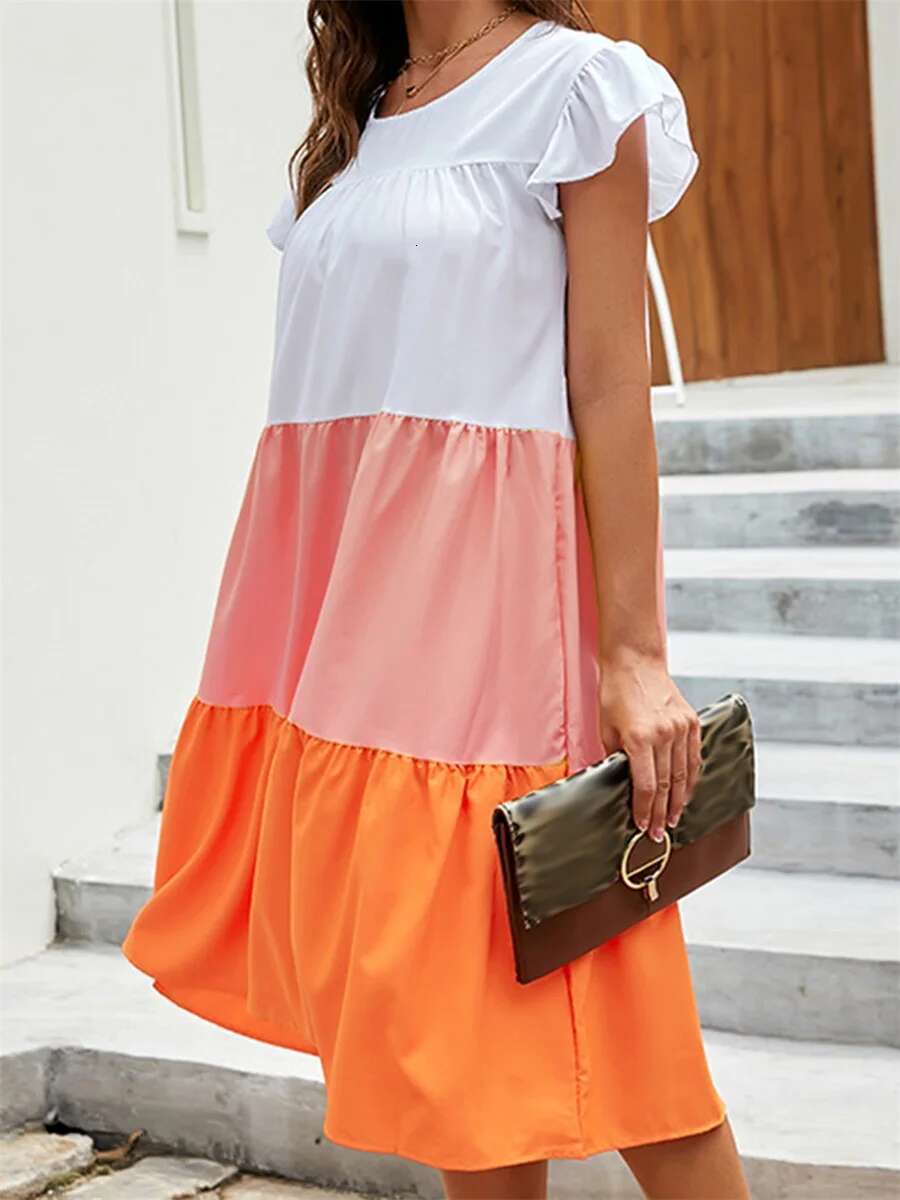 Womens Boho Style Floral Print Maxi Dress with V-neckline and Flowy Ruffle Sleeves Elegant Summer Beach Dress for Vacation or