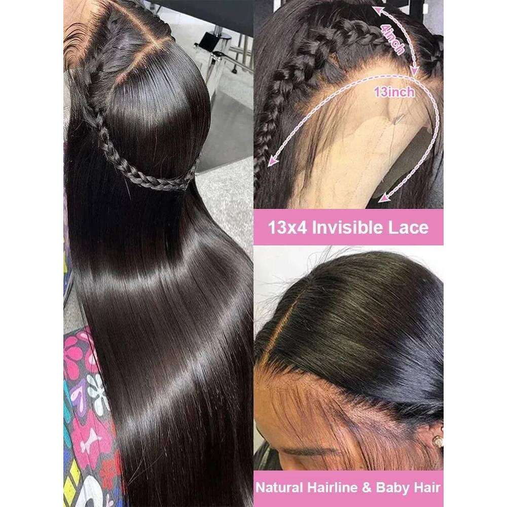 Mossily Straight 13x6 HD Lace Front Wigs Human Hair 30 44 Inch Black Wig 6x6 Gluless Closure Indian Raw For Women 250 Density