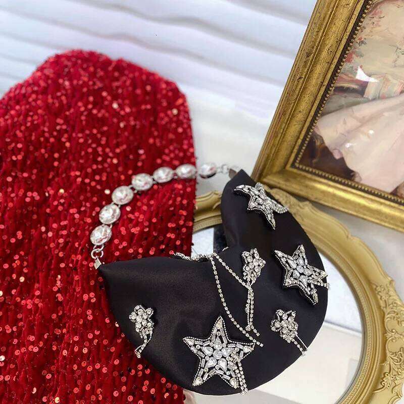 Elegant Star Fringe Rhinestone Shoulder Bag Stylish Quilted Crossbody Clutch Vintage Evening Party Wedding Dinner Bags