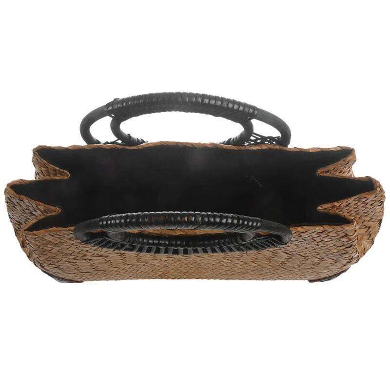 Women Straw Female Bamboo Summer Beach Weave Handbag Lady Handmade Vintage Wood Handle Bag Travel Knitted Totes Bags