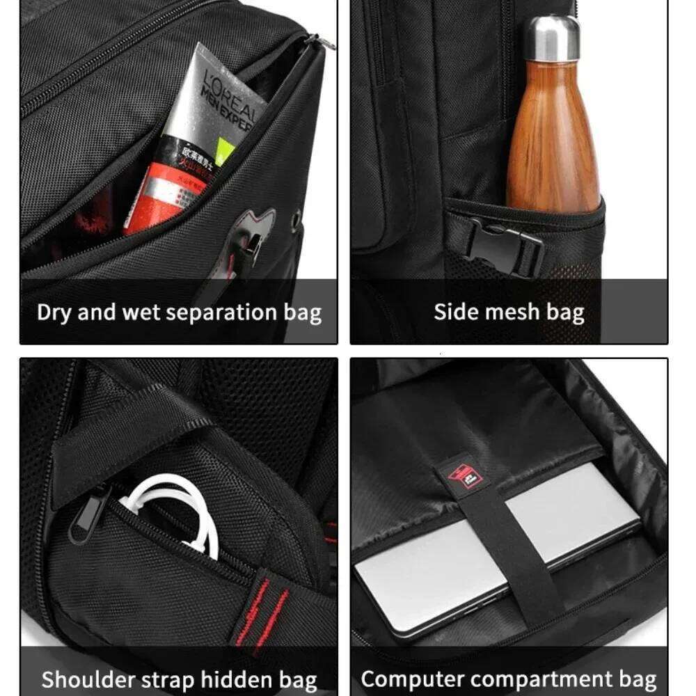 15.6/17.3/18" Travel Men Business School Expandable USB Bag Large Capacity Laptop Waterproof Fashion Backpack