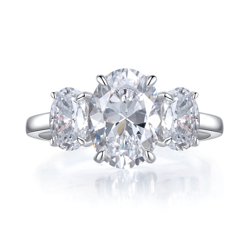 2025 Rulalei Wedding Rings Luxury Jewelry Soild 100% 925 Sterling Silver Large Oval Cut Three Stone Lab Moissanite Diamond Gorgeous Promise Lady Brida