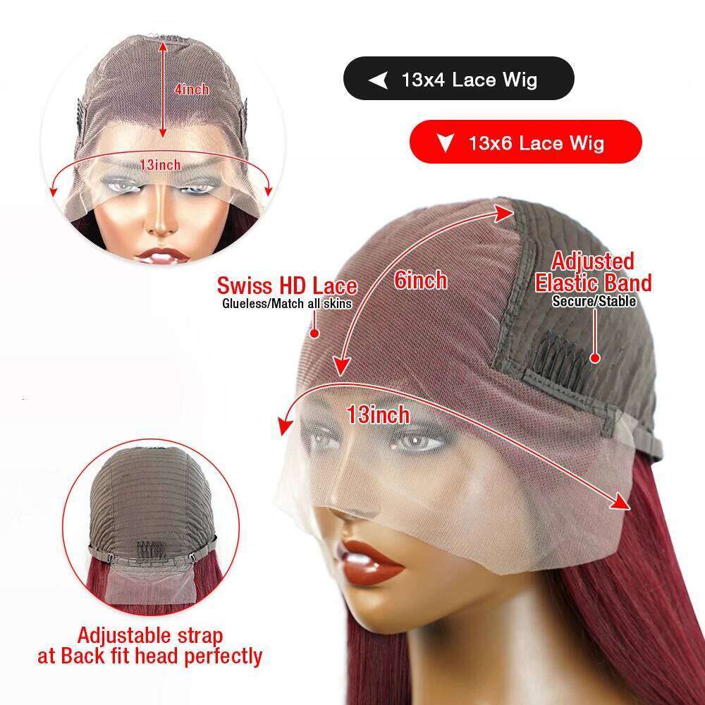 NAMM Bury Deep Wave 13x6 HD Frontal Wig 99J Color Curly Mari Red Lace Front Human Hair Wigs For Women 250 Density