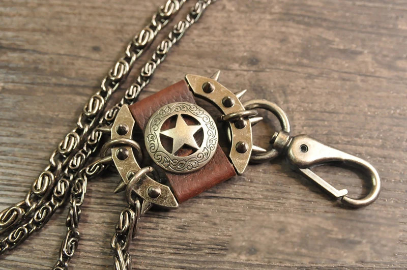 Men Trousers Pants Wallet Keychain Gray Black Skull Horns Bullet Shape Pendant Metal Link Waist Chain Punk Jean Heavy Chain 250530