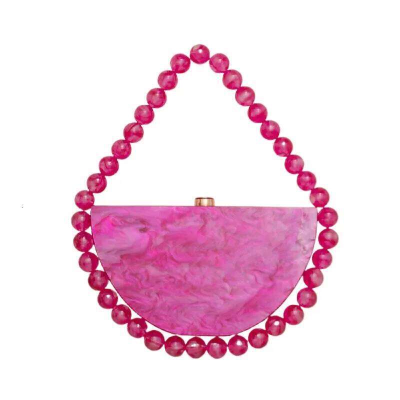 Evening Bag New Pearl Leopard Acrylic Semi-Circular Clutch Vintage Beaded Handbag Hand Bags For Women 2025 Design Bride