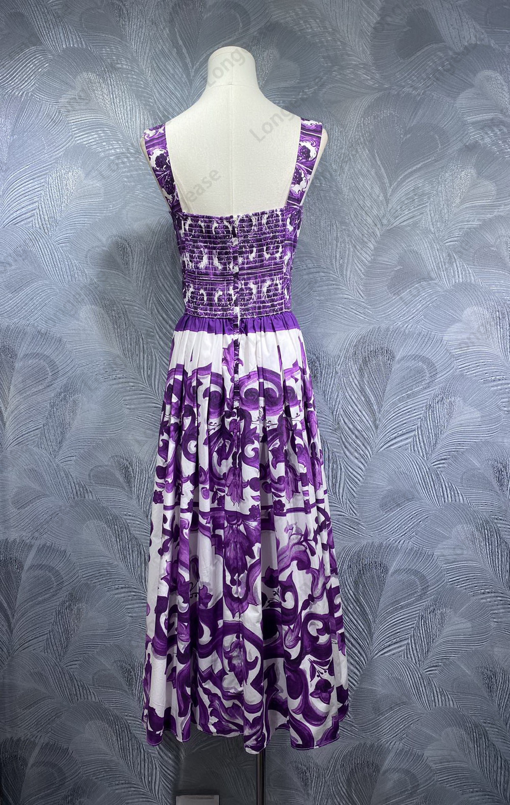 Vaction party birthday cotton floral printed gathered waist sleeveless long dress womens designer clothing dresses for woman C260312