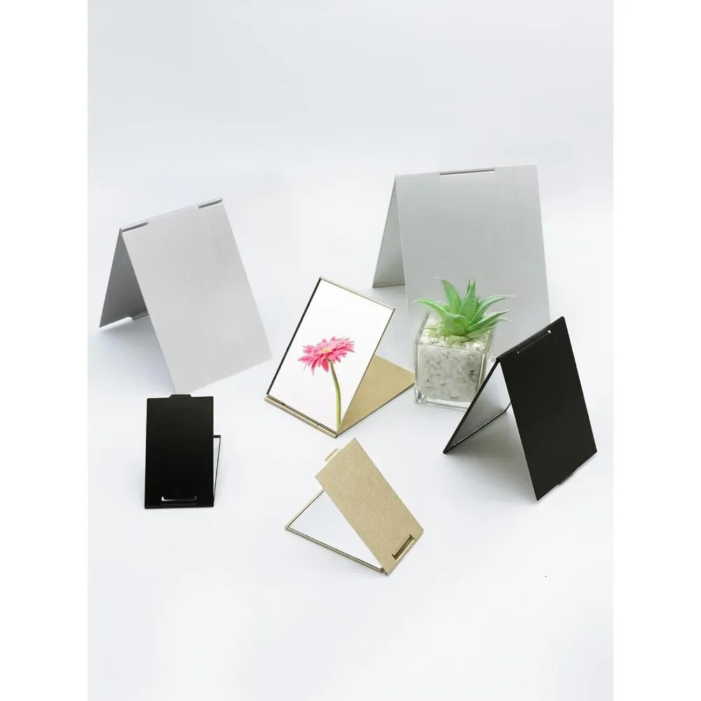 Portable Folding Mirror Ultra-Slim Durable Makeup Mirror Small Tabletop Mirror for Travel Aluminum Shell Mini Size 4.7 250604