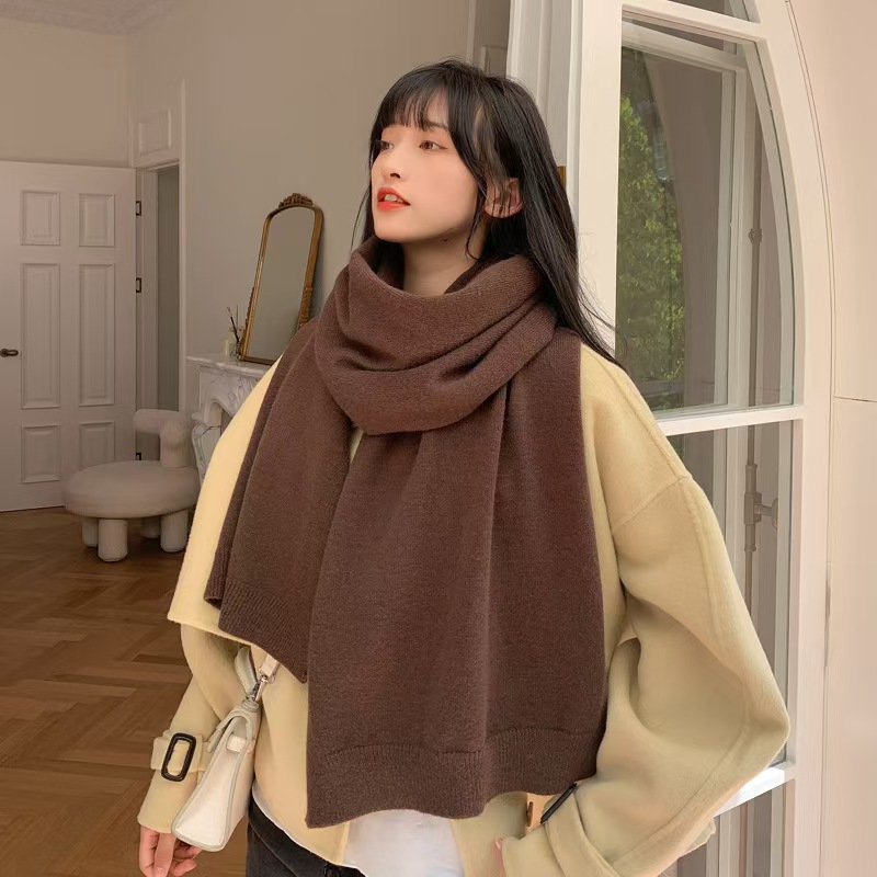 EEEE solid color cashmere scarf for women autumn and winter new cashmere student scarf simple and versatile thick warm neck scarf
