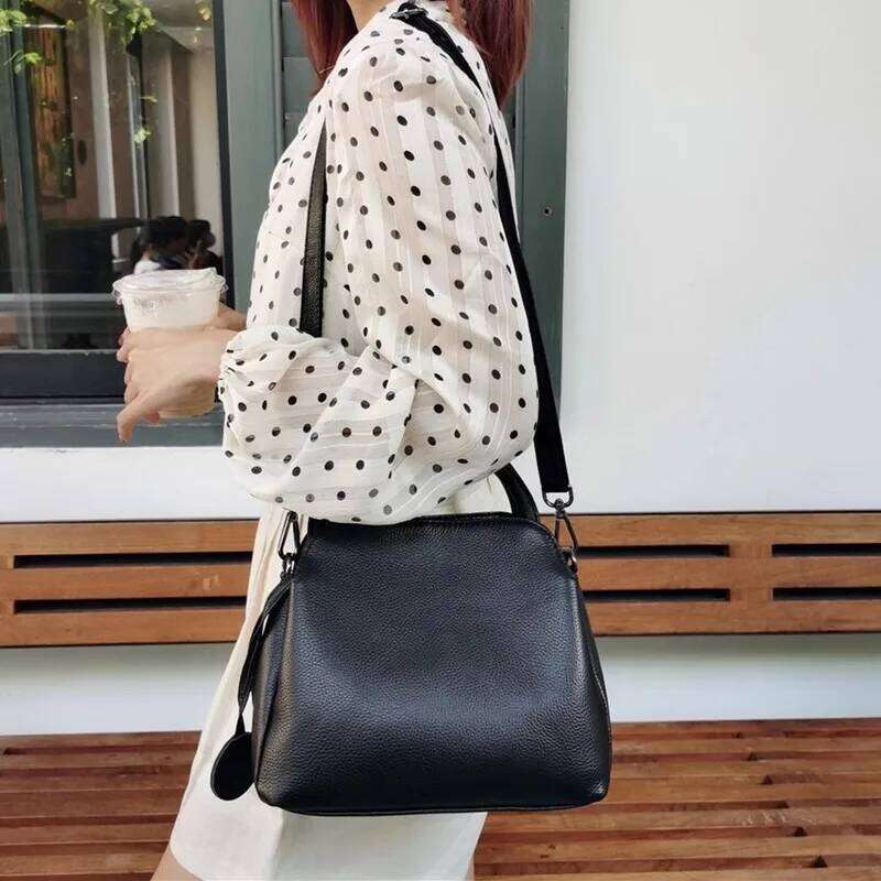 Woman Handbags Women Genuine Leather Crossbody New Fashion Female Shoulder Messenger Purses Solid Mom's Hand Bag