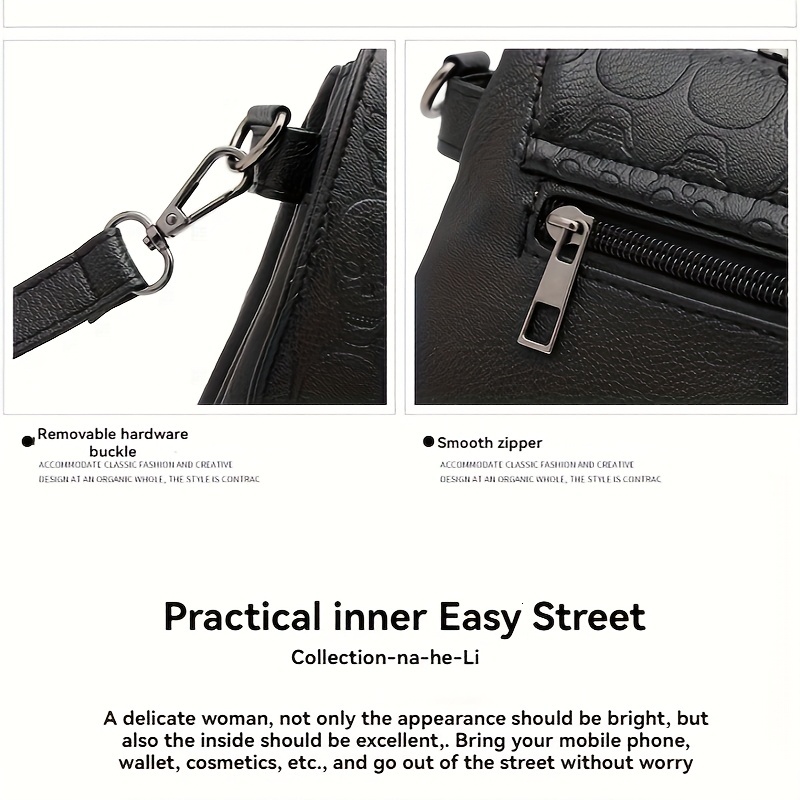 Luxury Brand Designer Bag Punk-Inspired Black Tote Bag With Skull & Chain Print, Multiple Compartments, Zipper Closure, Removable Strap, And Metal Riv