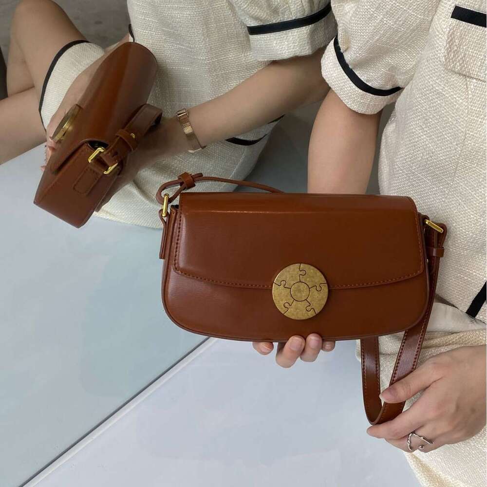 Underarm High-End Shoulder Women Cowhide Small Square Baguette Bag Genuine Leather Women's Crossbody Niche Light Luxury