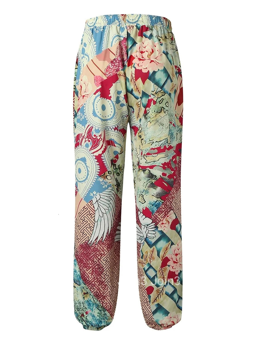 Mens Stylish Floral Print Cargo Jogger Pants with Multiple Pockets for a Trendy Streetwear Look and Comfortable Fit