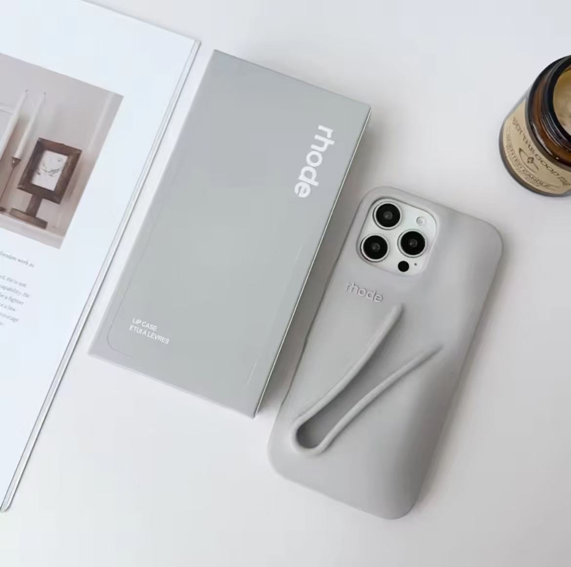 Hot Rhode Lip Gloss Silicone Phone Case for iPhone 11 12 13 14 15 16 Pro Max 16E Cases With Box Lip Gloss Holder Lipstick Design