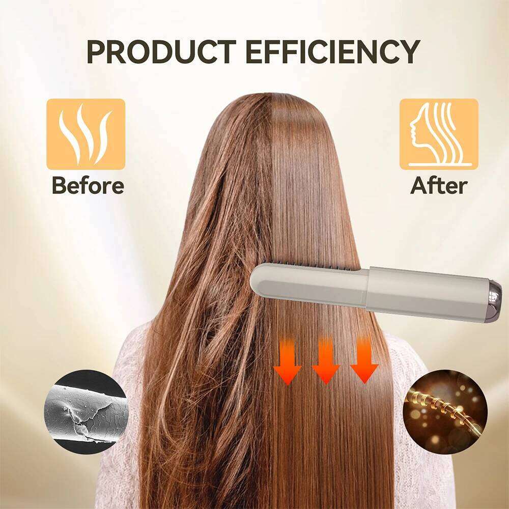 Women's Electric Brushes Beard Cordless Hair Straightener Brush Negative Ions Wireless Comb Iron For Travel