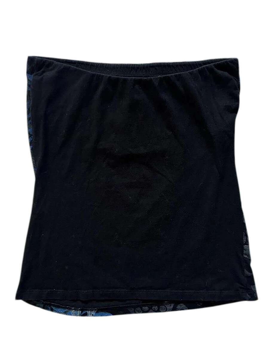 Womens Floral Print Ruffle Off Shoulder Crop Top Sleeveless Bandeau Tube Top Fit Strapless Blouse Shirt