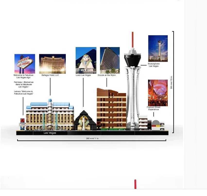 Architecture Compatible With 21047 Architecture Las Vegas Building Blocks Bricks Toys For Adults Kids Art Home Decoration Gift Z250607