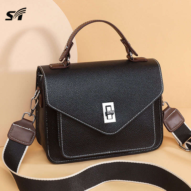 Genuine Leather Elegant Women's Versatile Handbag New Ladies Commuter Messenger French Style Crossbody Small Square Bag