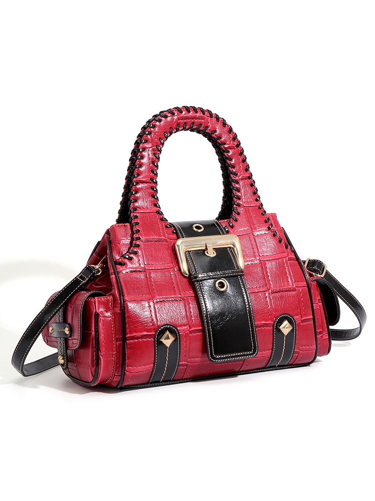 QJBY designer luxury brand high quality woven leather Boston women's handbag Large Capacity Multi-layer 2024 new in crossbody