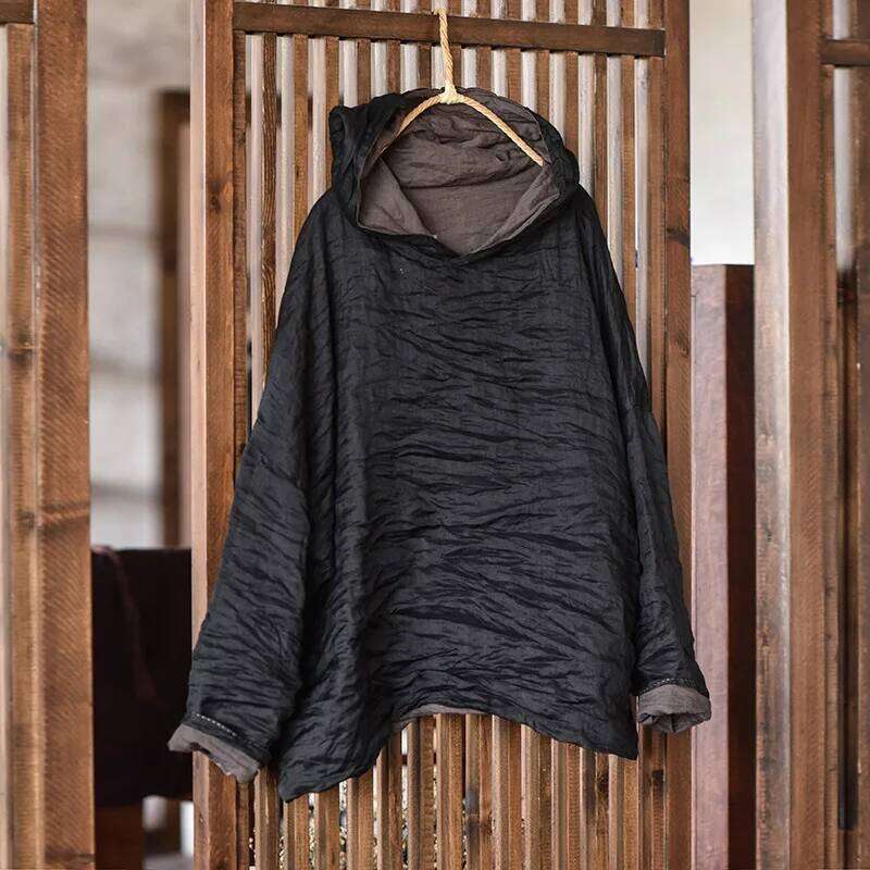 Cotton Linen Casual Hoodies Women New 2024 Autumn Vintage Style Solid Color Loose Female Long Sleeve Hooded Pullovers M163