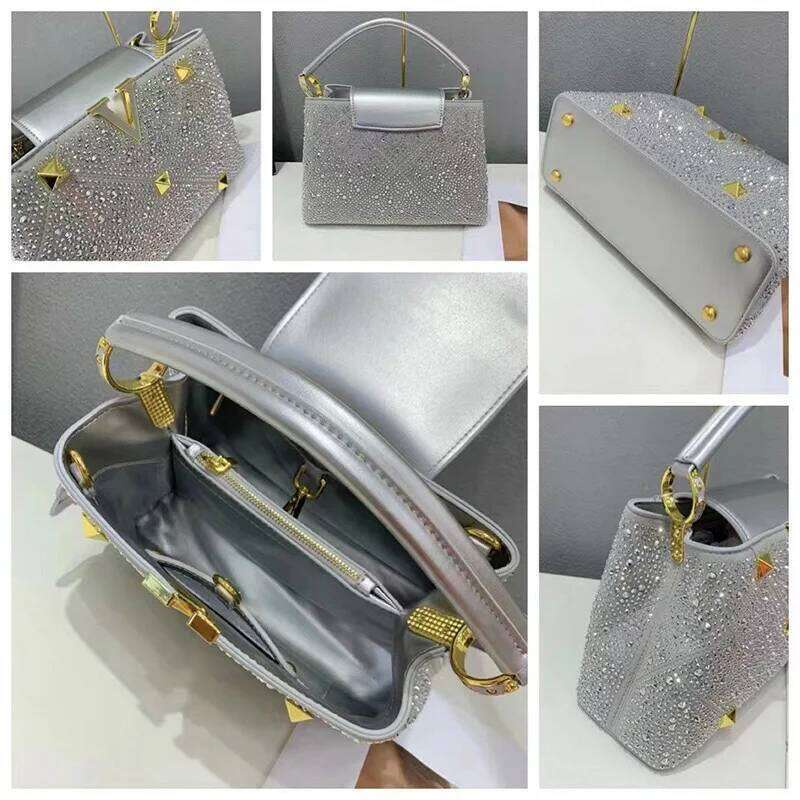 Rhinestone Handbags Women Rivet Crossbody 2024 Hasp Shoulder Top-Handle Bags Designer New In Handbag Bolsa Feminina
