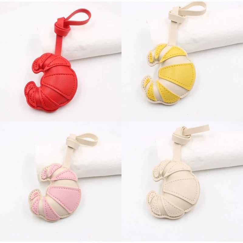 multi-layer patch Croissant Keyring Soft PU Leather Bag Charm - Sweet bag accessories pendant Gift Idea for Women Girlfriends XJ250607