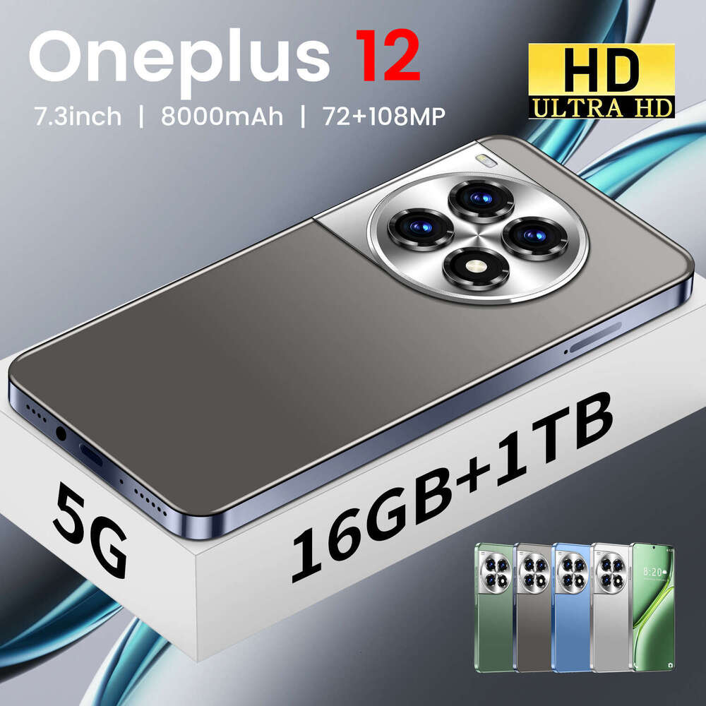 Hot-selling OnePlus 12 16+1T smartphone Android Phone 7.3HD+ Display 72MP+108MP Camera Mobile Fingerprint Face ID GPS