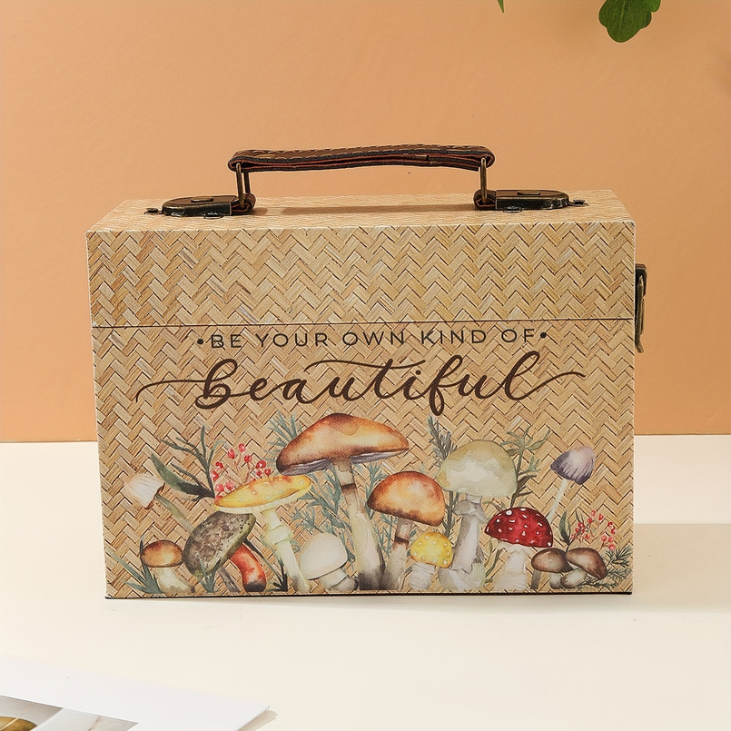 Bamboo Style Wooden PU Storage Box - Art Craft Organizer, Suitable for Miscellaneous Items and Unique Gifts, Yellow