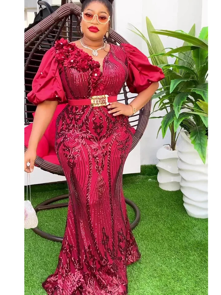 Plus Size African Party Dresses for Women Dashiki Ankara Sequin Wedding Evening Gown Sexy Bodycon Maxi Long Dress Africa Clothes 250603