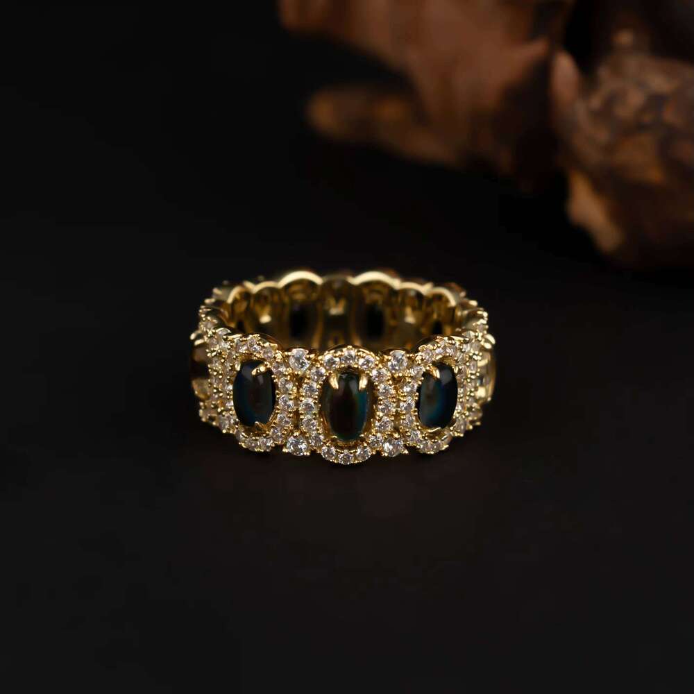 Custom 14k Gold Oval Zircon Ring Fine Jewelry Style Anniversary Band Women Men Trendy Engagement Sier Plating Made Brass