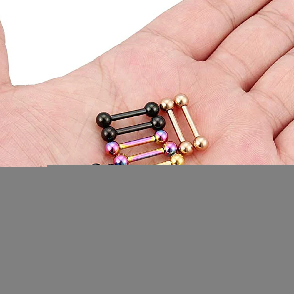 WKOUD 14G 16G Stainless Steel Externally Threaded PA Tongue Nipple Shield Barbell Ring Bar Body Piercing Jewelry Retainer 16mm 250606