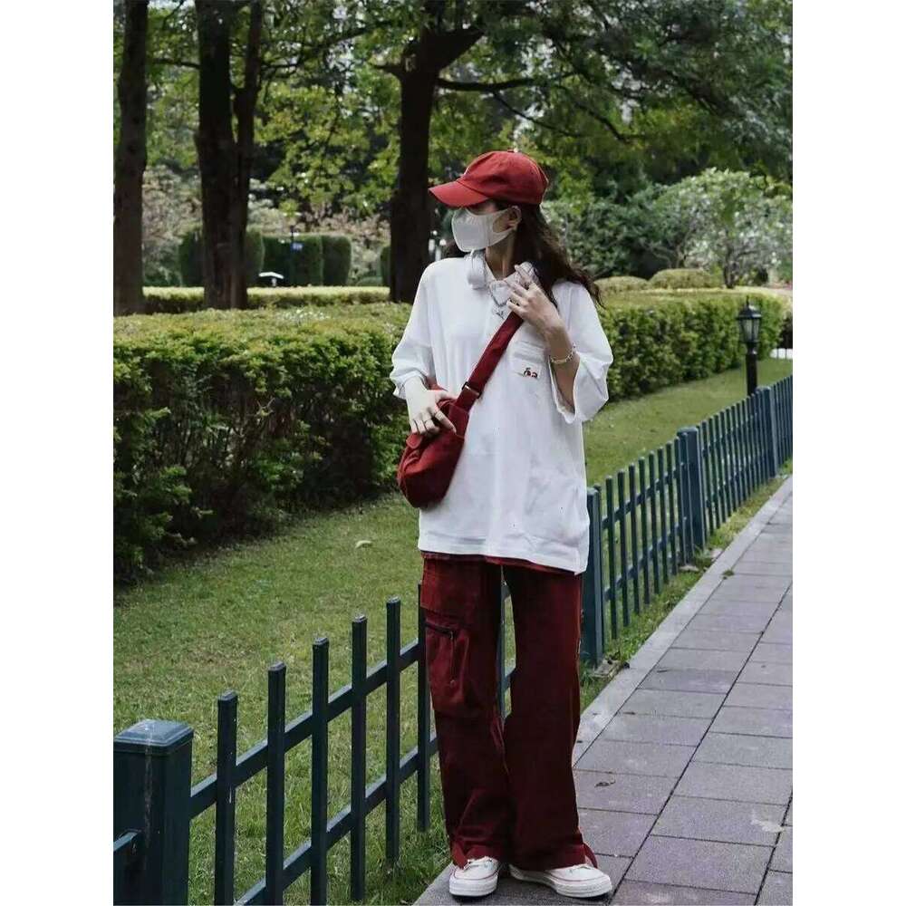 Xiuya Vintage Shoulder For Women Red Japanese Fashion Casual Messenger Bag Nylon Large Capacity College Style Female Handbag