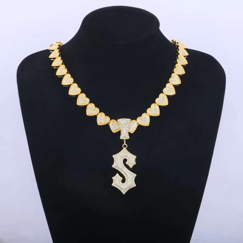 Trendy Cuban Chain Hip Hop Jewelry Gold Plated Silver Rhinestone Zinc Alloy Necklace Bracelet Diamond Link Designselling Pop
