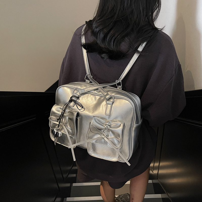 designer 2025 Spring Summer New INS Simple Oil Leather Backpack for Women Versatile High-end Fashion Handbag Bac