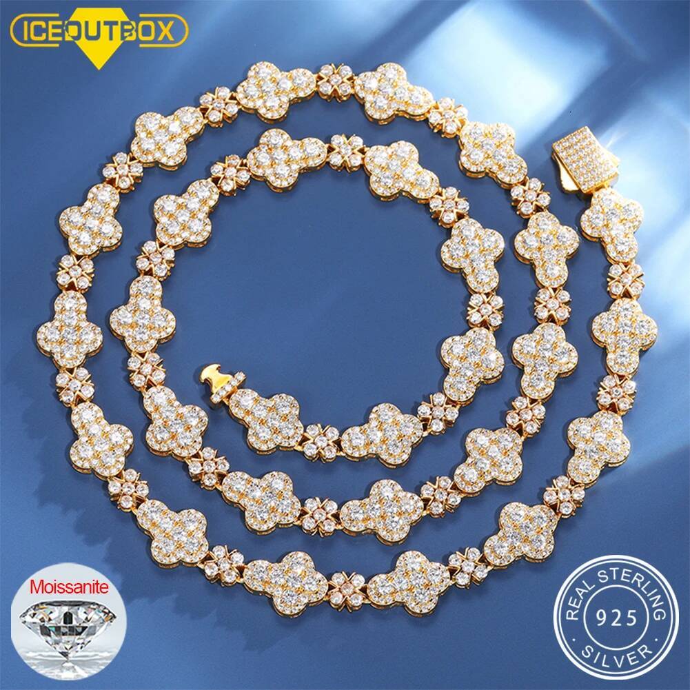 New 10mm Cross Flower Tennis Chain Necklace For Women Man Bling Iced Out S Sterling Sier Hip Hop Jewelry Gift 2024 Trending