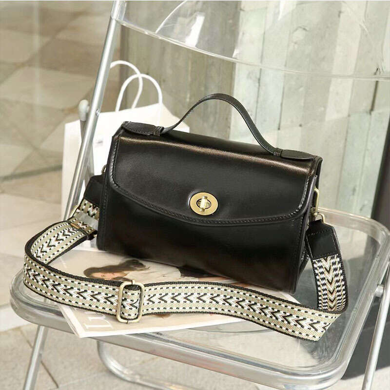 Top Layer Fashion Small Square New Women's Crossbody Live Plant Tanned Cowhide Handbag Underarm Bag