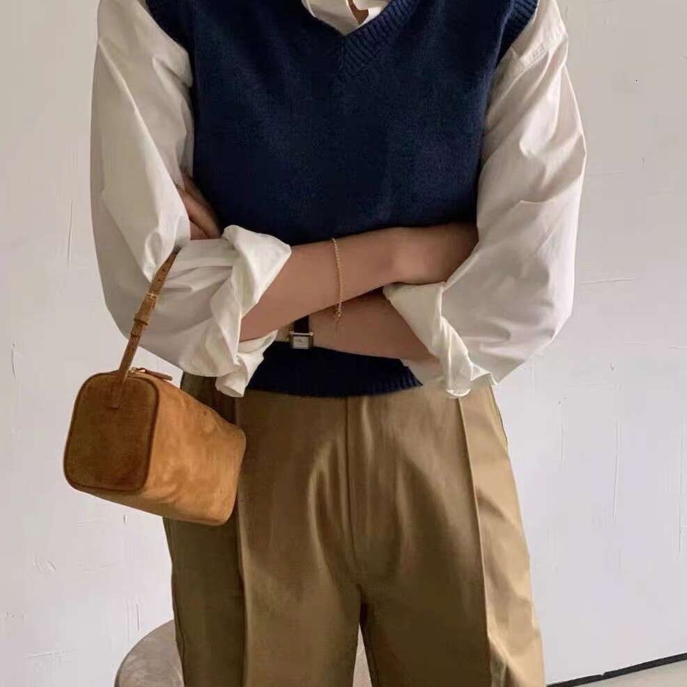 Niche Cowhide Pen Holder Suede Underarm 90s Single Shoulder Mini Genuine Leather Small Square Bag Handbag for Women