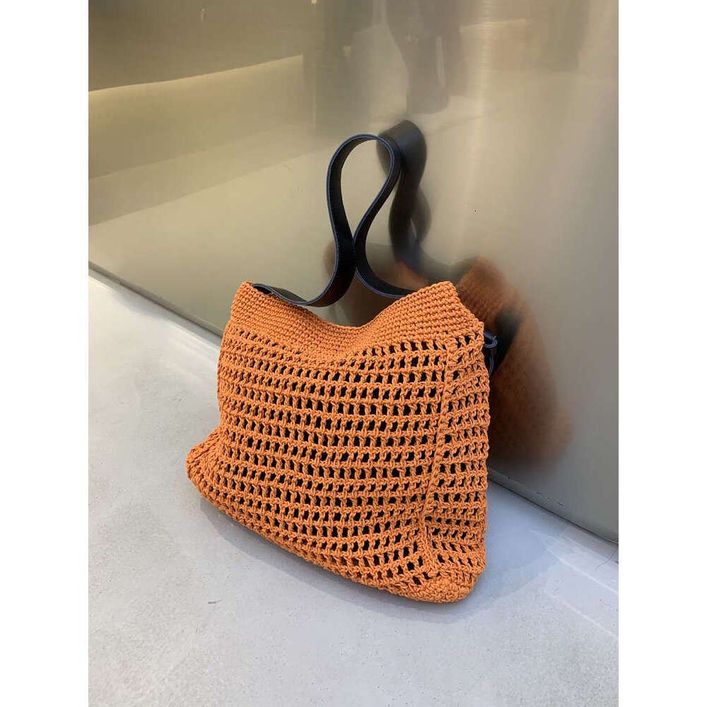 Niche Single Shoulder Genuine Leather Casual Crossbody Large Relaxed Lazy Cotton Linen Mori Style Woven Bag for Women