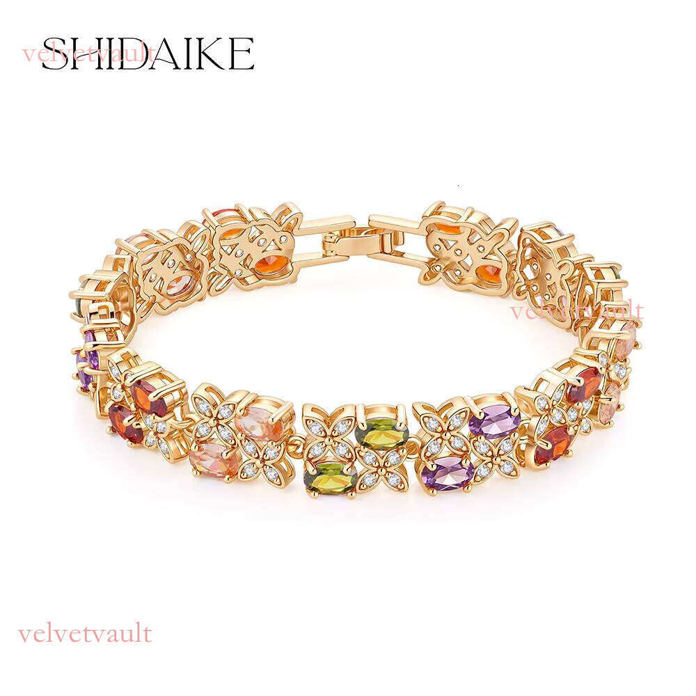 Designer Wristband Fashion Brass Gold-Plated Brand Colorful Women's Bracelet