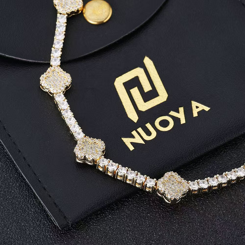 Designer tennis necklace, fashionable couple necklace, hip-hop Cuban chain inlaid with high-end zircon pendant, gift necklace, bubble chain