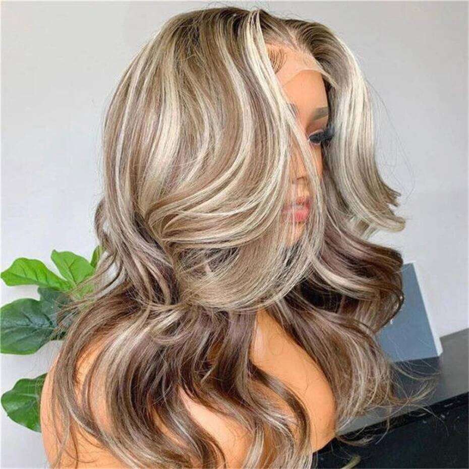 NAMM Highlight Ash Brazilian Body Wave Front Human Hair 613 Blonde Color 13x6 Lace Frontal Wigs