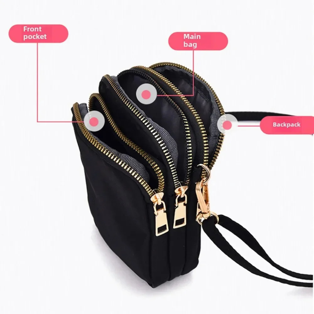 Women Mini Bag Crossbody Zipper Shoulder Bags Mobile Phone Purse Vertical Multifunctional Wallet Black Walking Crossbody Bags 250606