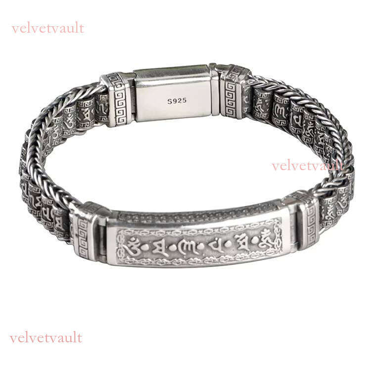 Men's Fashion S Pure Sier Bracelet Chopard Chain Style 22cm Length Six-Word Truth Design