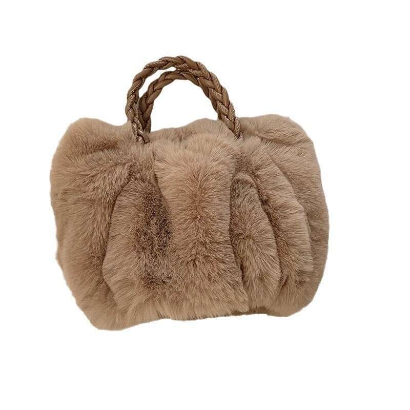 Small Square Women's New High-end Feel Autumn Winter Versatile Plush Woven Handbag Underarm Bag