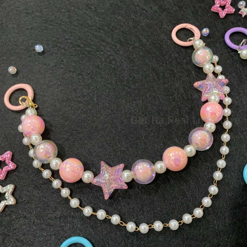 Italife Blue Chain Stars Pearls Double Chains Ita bag Accessories Pink DIY Candy Shining Star Chain Anime ItaBag Decoration H335 XJ250607