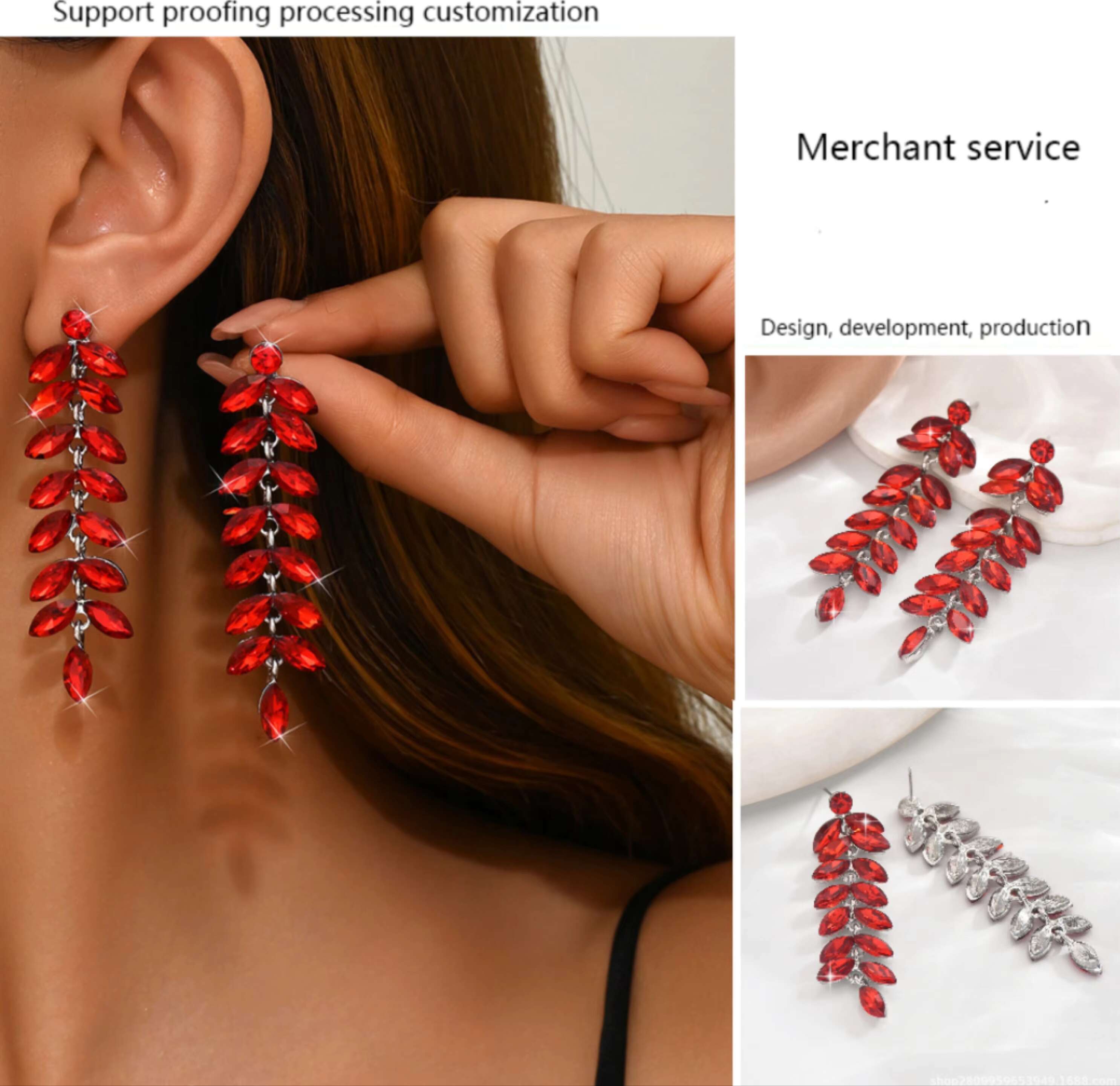 European American Summer Trendy Fashion Dangle Earrings Luxurious Wedding Performance Shiny Alloy Crystal New Host Collection